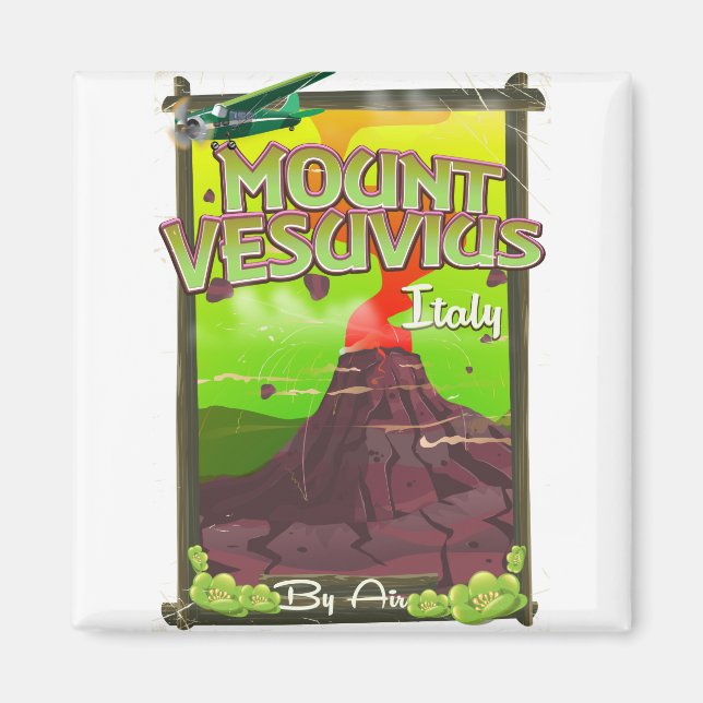 Vulkan Monte Vesuvius Italienischer Cartoon Magnet (Vorne)