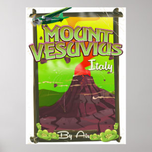Vulkan Monte Vesuvius Italienischer Cartoon Poster