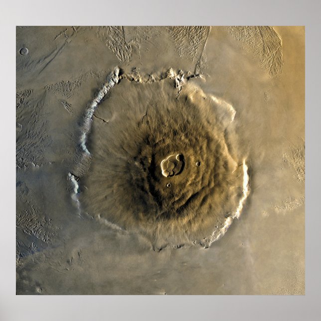 Vulkan Olympus Mons auf Mars Poster (Vorne)