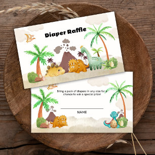 Vulkan-Schlüpf-Dino-Windel-Verlosung-Baby-Party Begleitkarte