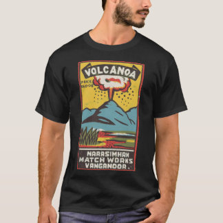 Vulkan Vintage-Indische Streichholzschachtel-Kunst T-Shirt