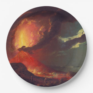 Vulkanausbruch des Vesuv (lebender Vulkan) Pappteller