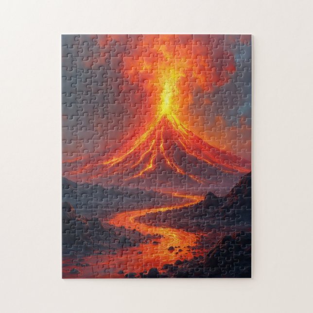Vulkanausbruch Lava heiß bunt Puzzle (Vertikal)