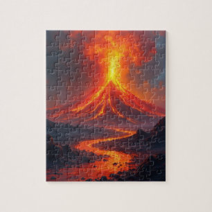 Vulkanausbruch mit Lavaflüssen Puzzle