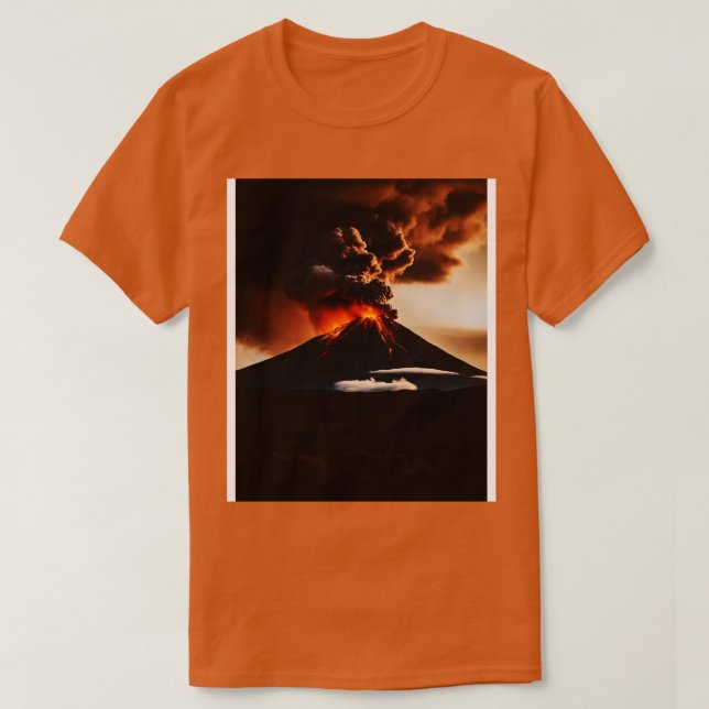 Vulkanausbruch mit Lavastrom T-Shirt (Design vorne)