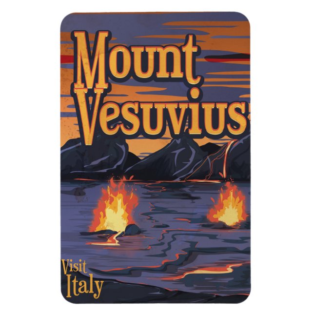 Vulkanausflugplakat Monte Vesuv Magnet (Vertikal)