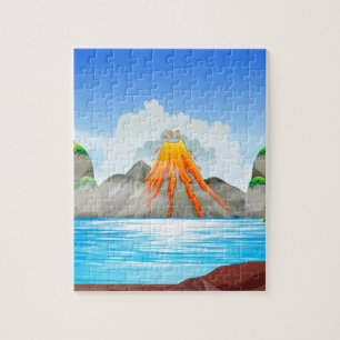 Vulkaneruption in dem See Puzzle