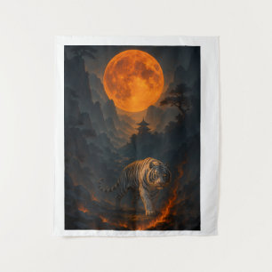 Vulkanische Premium-Wandkunst Weißer Tiger – Feine Wandteppich