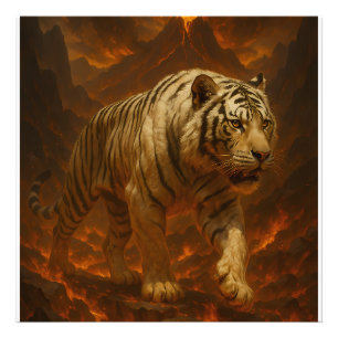 Vulkanischer Weißer Tiger Premium-Wandkunst – Fein Fotodruck