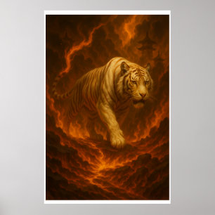 Vulkanischer Weißer Tiger Premium-Wandkunst – Fein Poster