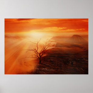 Vulkanlandschaft bei Sonnenuntergang Poster