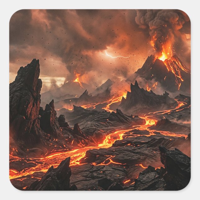 Vulkanlava Quadratischer Aufkleber (Vorderseite)