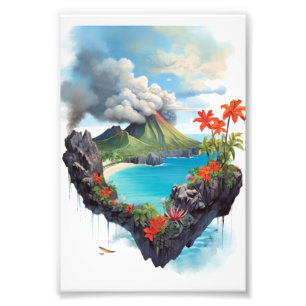 Vulkanwellen: rauchähnliche, lebendige, blumenreic fotodruck