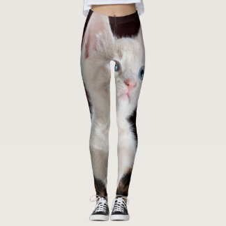 Vulnerable White Kitten Leggings