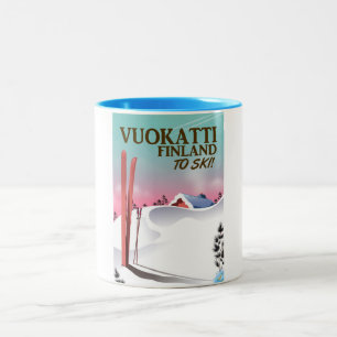Vuokatti Finnland Skiposter Zweifarbige Tasse