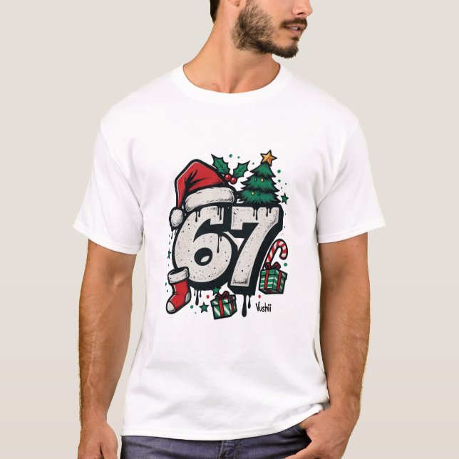 Vushii Deck the Halls: Six Seven Christmas  T-Shirt (Vorderseite)