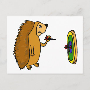 VV - Funny Igel Throwing Darts Cartoon Postkarte