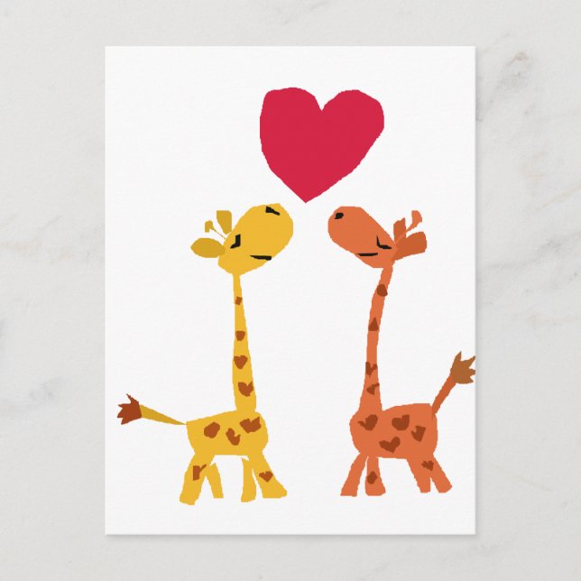 VW - Funny Giraffe Liebe Cartoon Postkarte (Vorderseite)