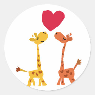 VW - Funny Giraffe Liebe Cartoon Runder Aufkleber
