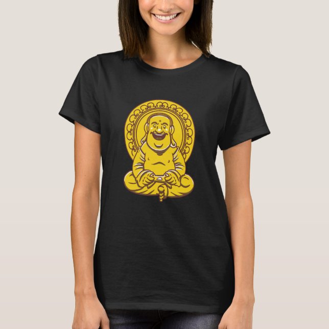 VXL Buddha Monk Namaste Praying Pray Laugh Buddhis T-Shirt (Vorderseite)