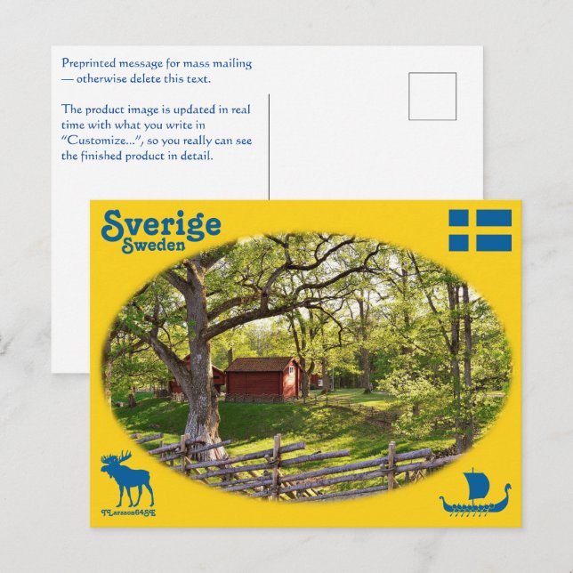 Vykort — Sverige Postkarte (Vorne/Hinten)