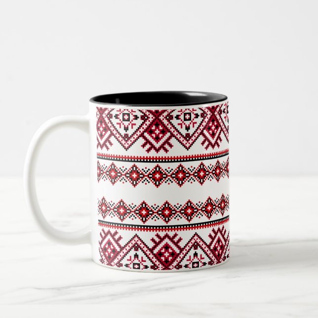 Vyshyvanka Ukrainische Pattern-Tasse Zweifarbige Tasse (Links)