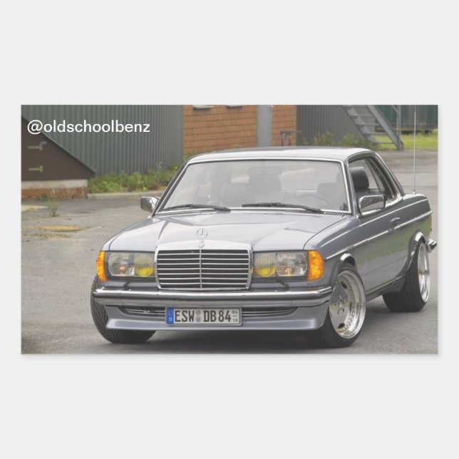 W123 C123 Coupe Mercedes Benz Rechteckiger Aufkleber (Vorderseite)