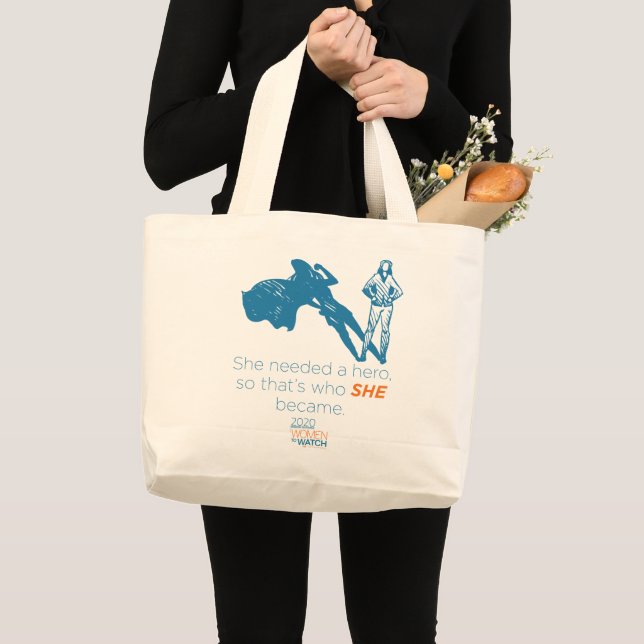 W2W Tote Bag - Sie brauchte einen Helden Jumbo Stoffbeutel (Vorderseite (Produkt))