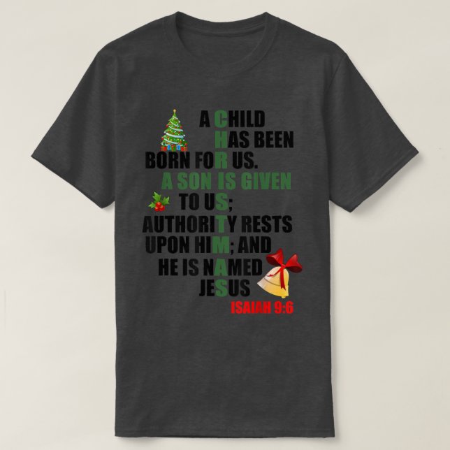 w460 Merry Xmas Christmas Tree Christian Bible Isa T-Shirt (Design vorne)