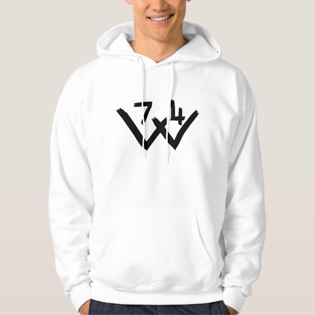 W74 White Hoodie (Vorderseite)
