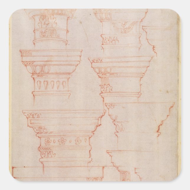 W.18v Studie über die Hauptstädte der Kolumne Quadratischer Aufkleber (Vorderseite)