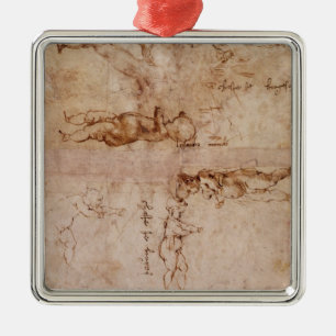 W.4v Seite von Skizzen der Babys oder der Engel Ornament Aus Metall