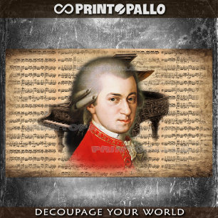 W. A. Mozart Das Genie mit Noten und Klavier Seidenpapier
