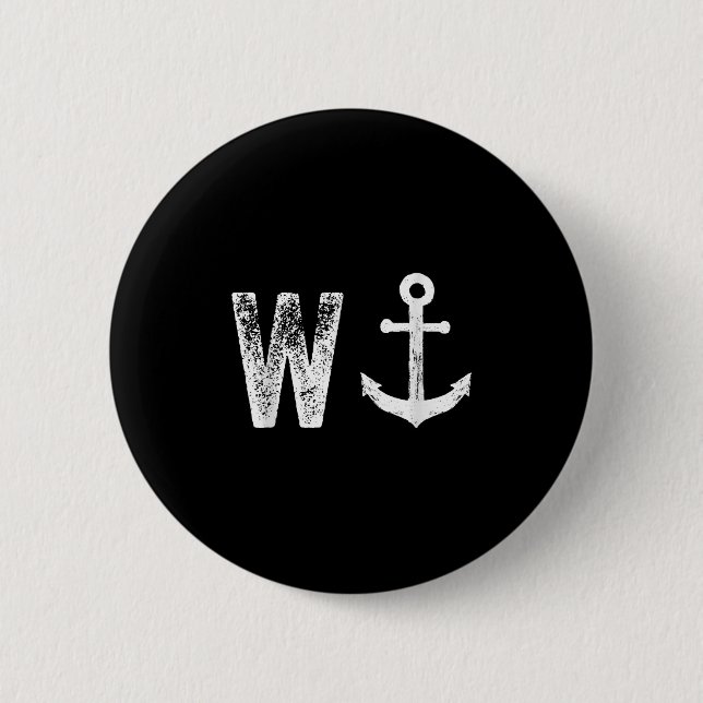W Anchor Funny Wanker Jerk British Slang Button (Vorderseite)