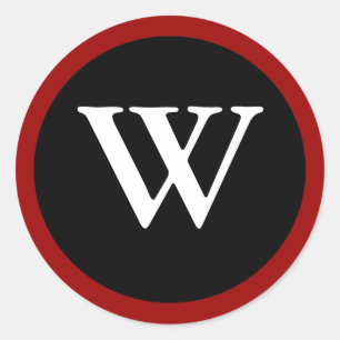 W: Anfangs W Letter W Red, White & Black Aufkleber