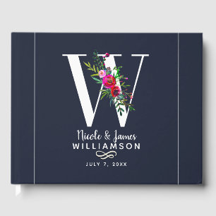 W Anfangsbuchstabe Monogramm Floral Name Hochzeit Gästebuch