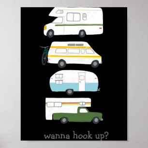 W Anschluss Lustiger Campervan Vanlife Rv Anhänger Poster