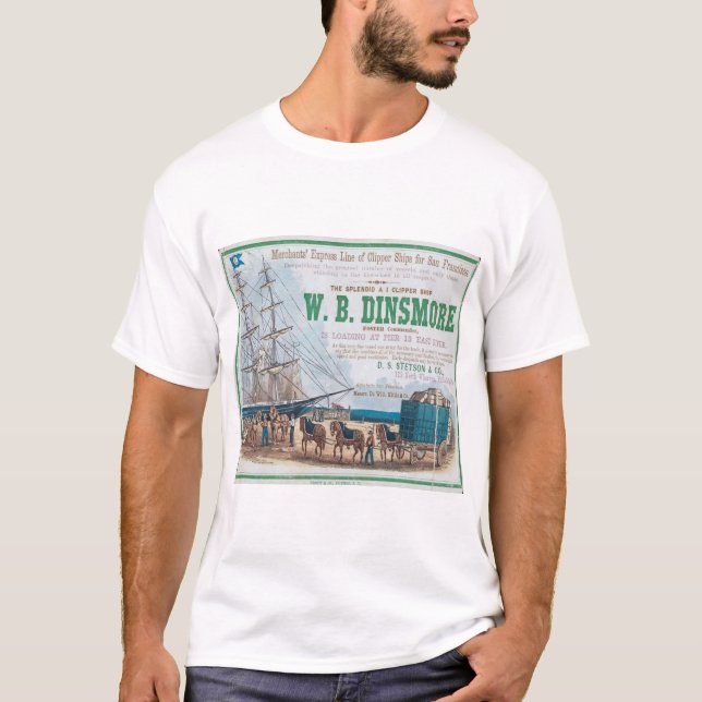 W B Dinsmore Clipper Segelschiff T-Shirt (Vorderseite)