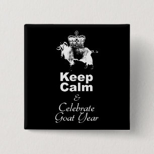 W Behalte Calm Celebrate Goat Year Black Button