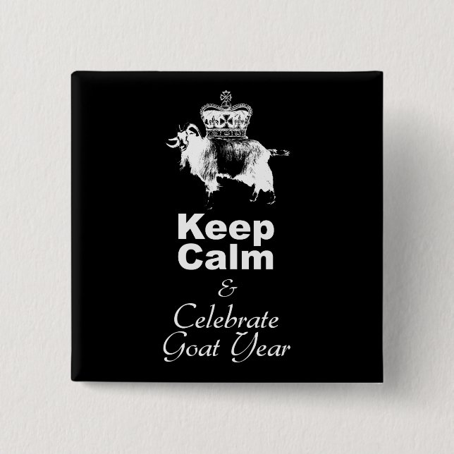 W Behalte Calm Celebrate Goat Year Black Button (Vorderseite)