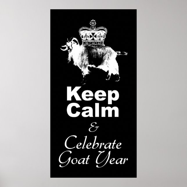 W Behielt Calm Celebrate Goat Year Black Poster (Vorne)