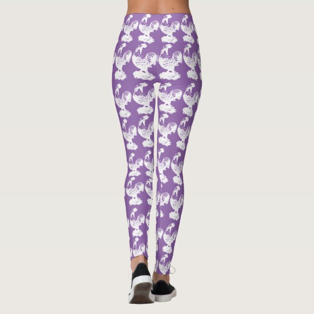 W Chinese Lucky Rooster Year Zodiac Birthday MS Leggings (Rückseite)