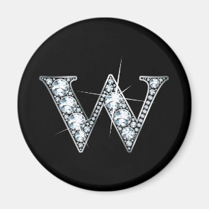 "W" Diamond Bling Magnet