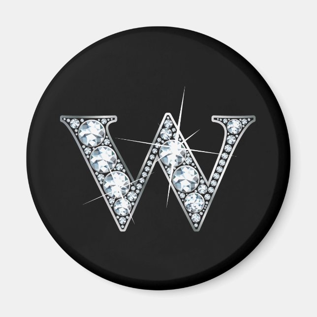 "W" Diamond Bling Magnet (Vorne)