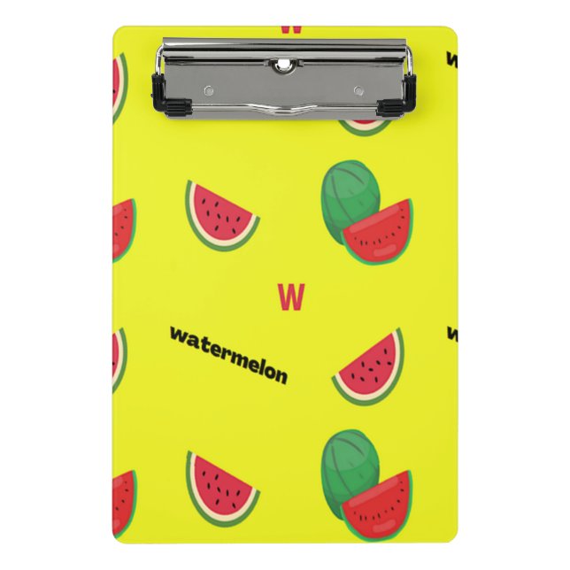 W für Wassermelone gelb Mini Klemmbrett (Vorderseite)