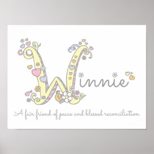 W für Winnie Initial Doodle Art Poster