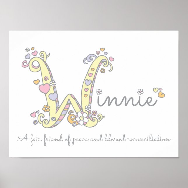 W für Winnie Initial Doodle Art Poster (Vorne)