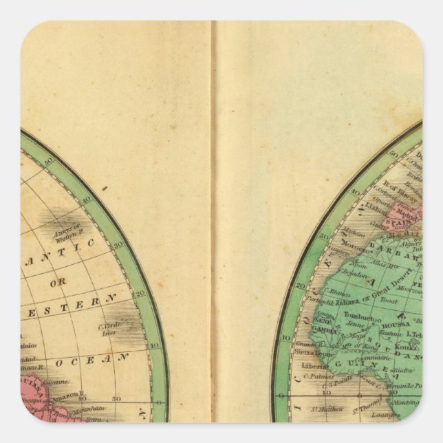 W Hemisphäre, E Hemisphäre Quadratischer Aufkleber (Vorderseite)