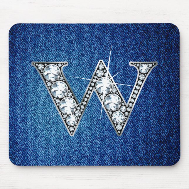 W Imitate -"Diamant Bling" auf Denim Mousepad (Vorne)