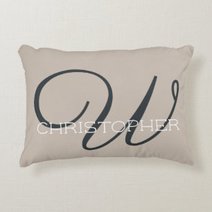 W Initial Calligraphy Name Taupe Tan Neutral Chic Dekokissen